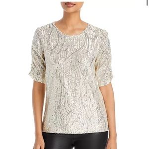 Sequined Short Sleeve Top